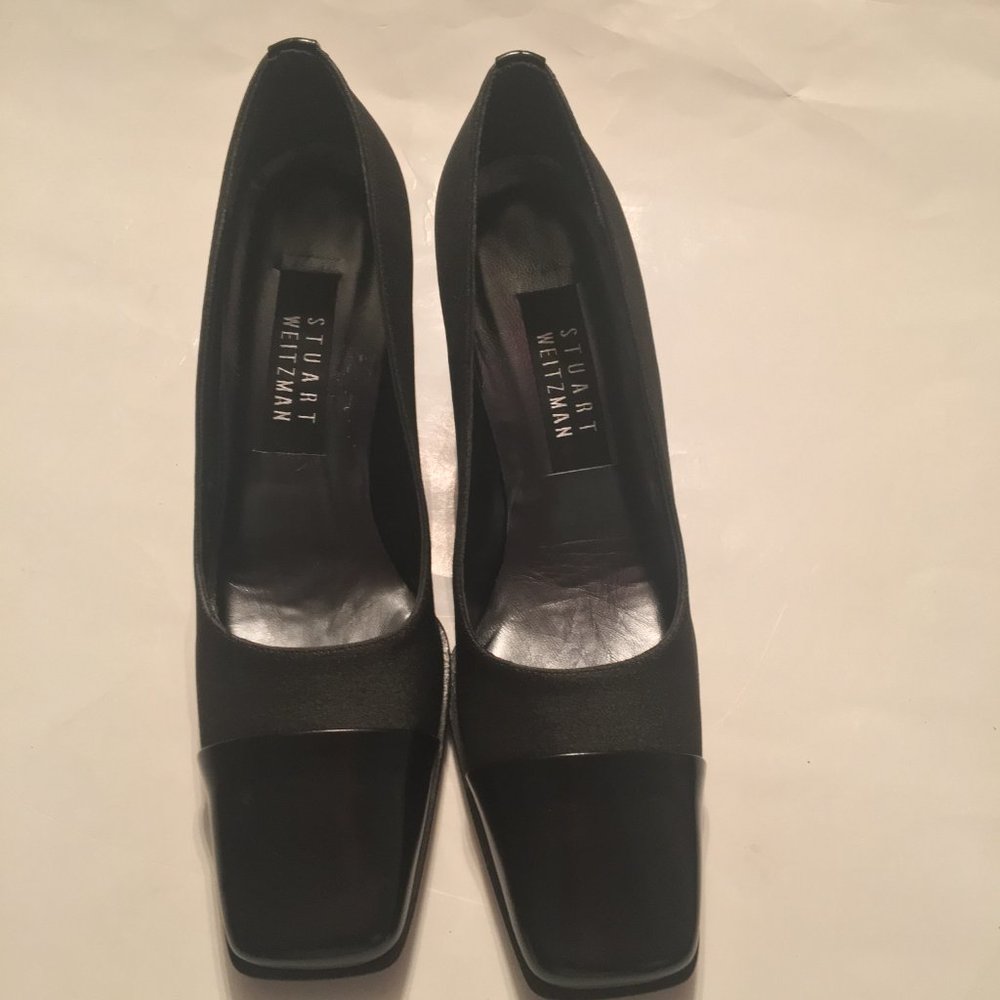 WOMEN'S STUART WEITZMAN SQUARE TOE HEELS SIZE 7.5 B - Picture 3 of 16
